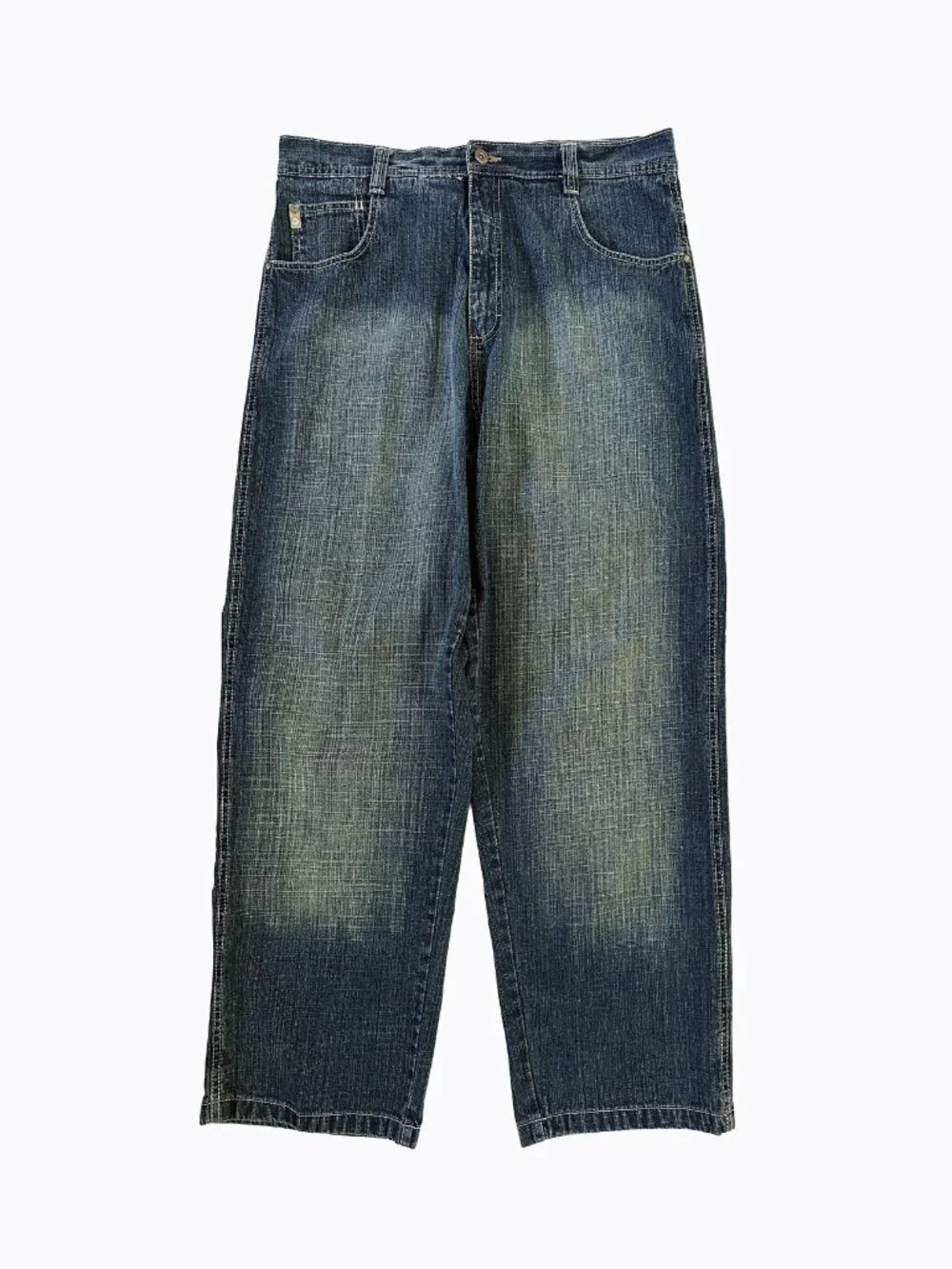 Vtg Southpole Y2K Baggy Wide Leg Skater Blue Jeans 82628 Gold Tab Men's 36 Faded